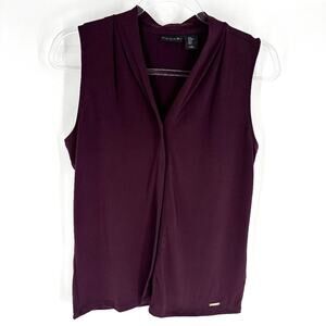 Tahari Sleeveless Dress Top Wine Burgundy Size M